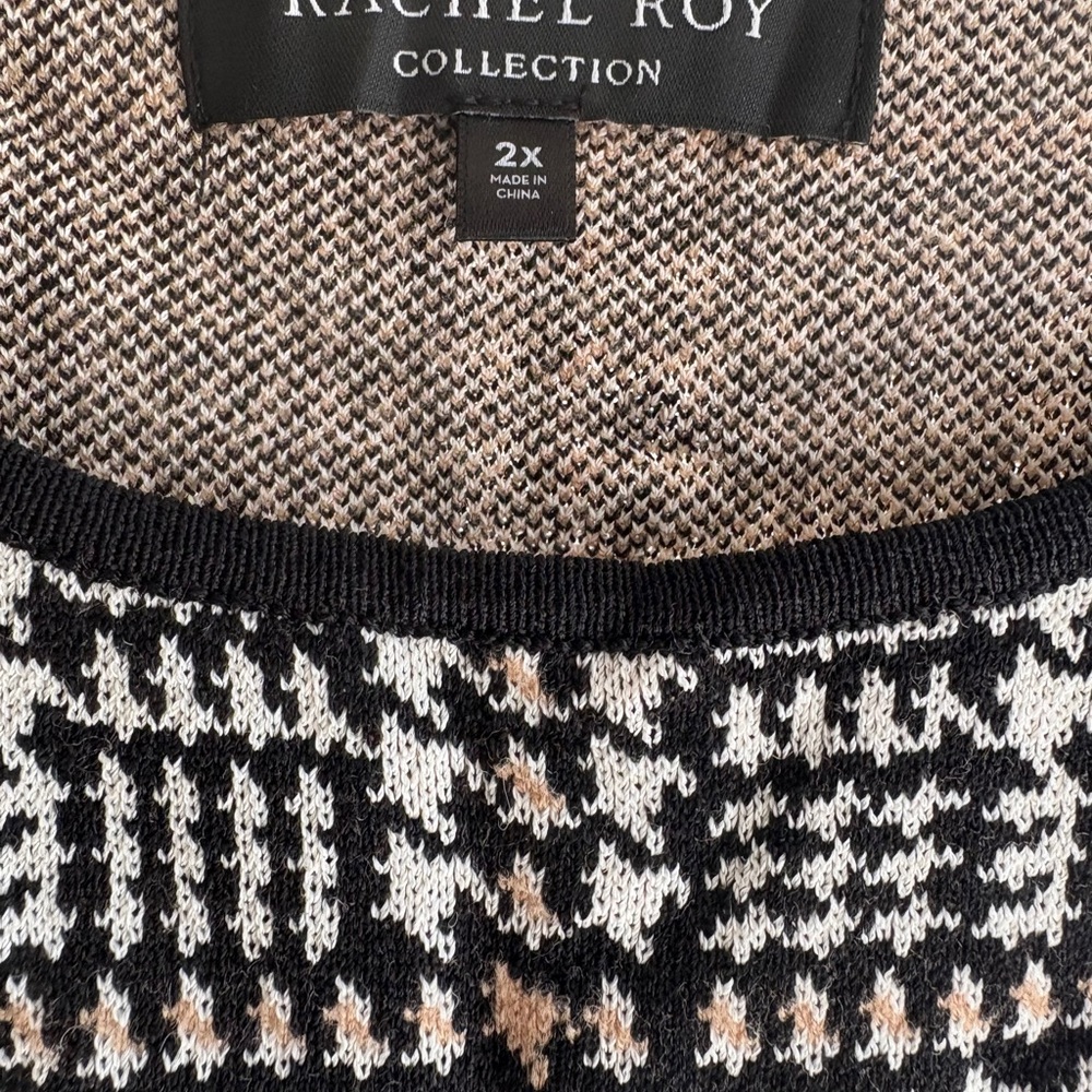 RACHEL Rachel Roy Black and Tan Geometric Sweater